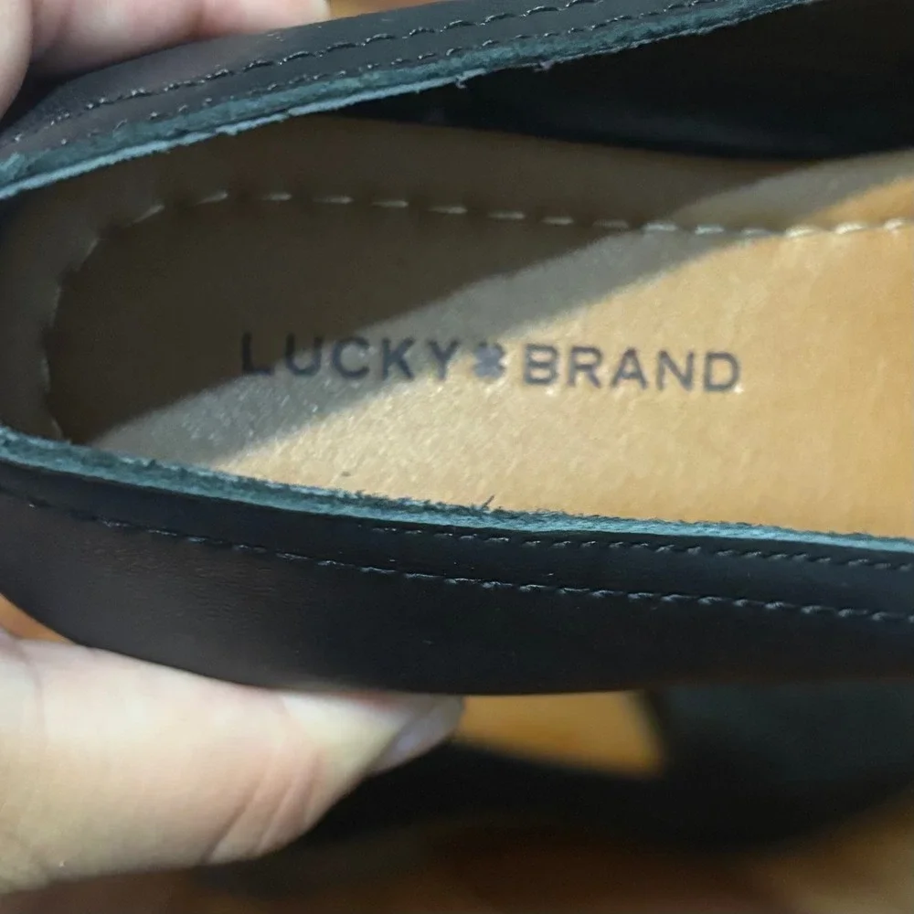 Lucky Brand Fiana Black Leather Loafers Flats Womens 8M  Professional‎